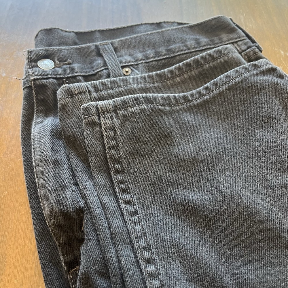 Levis 505 Jeans Mens 38x32 Regular Fit Straight Black Denim Classic Americana